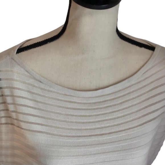 WHBM Tan Cap Sleeve Shadow Stripe Sweater Small - Picture 5 of 12